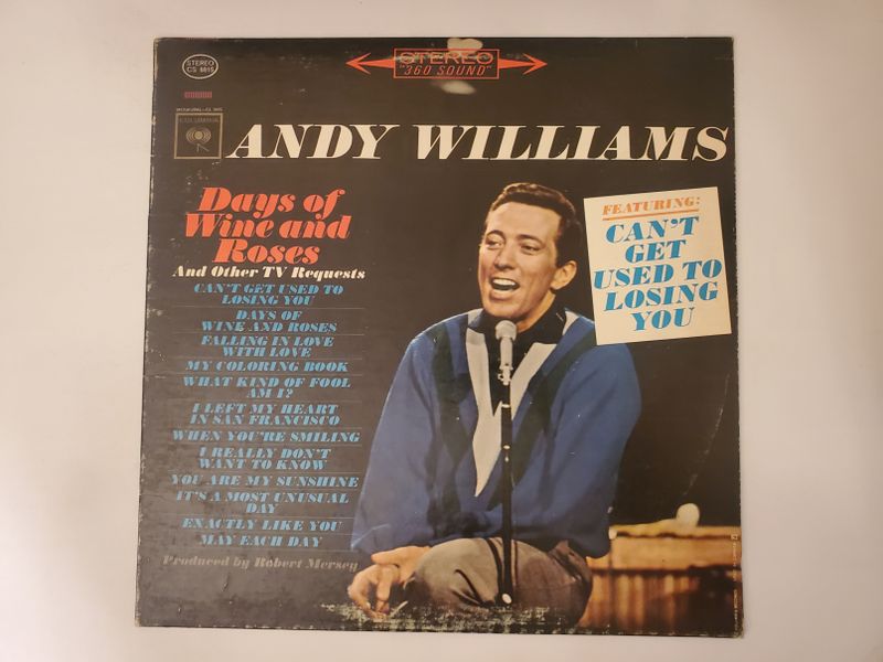 Andy Williams Days of Wine and Roses and Other TV Requests vinyl record